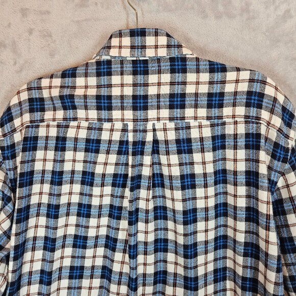 Croft & Barrow Shirt Plaid Flannel Cotton Mens L Button Blue White casual dad - Picture 4 of 14